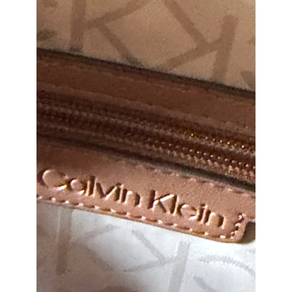 Calvin Klein Monogram Satchel Brown Cognac Logo Dome Crossbody Bag